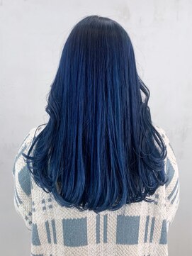 アルバム 銀座(ALBUM GINZA) ネイビーロング_外ハネボブセクションカラー_ba381071