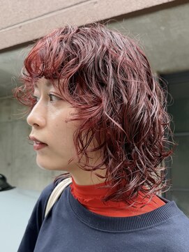 ナループロアオハナ(Nalu pu loa ohana) ウルフパーマ/パーマ/チェリーレッド/ウルフ/原宿/表参道