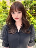 盛れるぱっつん前髪韓国風ウェーブ巻き