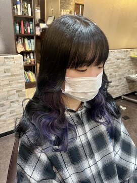 キャラ 池袋本店(CHARA) 色落ちはミルクティーベージュ！【インナーパープル】