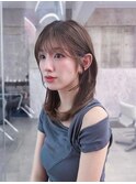 黒髪ボブルフネビージュ小顔ワンレン顔まわり韓国レイヤーカット