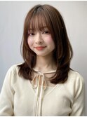 小顔 フェミニンロング メルティーカラー 似合わせカット"