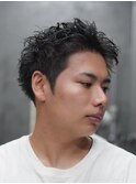 ビジネスショートメンズマッシュツイストパーマツーブロック