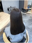 切りっぱなし風の重めストレート×オリーブアッシュ　立元