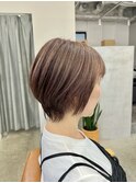 ショートボブ白髪ぼかしハイライト髪質改善カラー