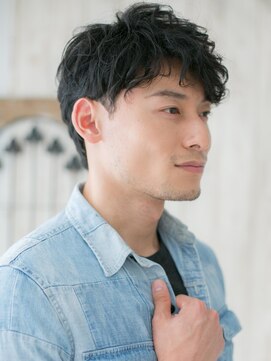 メンズヘア ビーセカンド 草加店(MENS HAIR B-2) 30代40代波巻きツイストスパイラル黒髪フェザーマッシュa草加