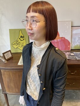 ヘアーアイストゥーレ(HAIR ICI TRE) 大人ボブ 厚めバング 前下がりボブ ナチュラルボブ 暖色カラー
