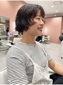 顔周り切り込みボブパーマ