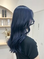 ユウル 横浜(juhl.) ネイビーブルージュブルーブラックブリーチダブルカラー/横浜駅