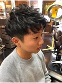 グランメゾンの様なパーマ2ブロックスタイル
