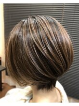 ヘアーメイク クーラ 行橋店(Hair make CURA) ショートボブ30代40代50代白髪ぼかしハイライト