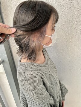 カプア 仙台駅前店(Kapua) 前下がりボブ/ グレーベージュ/ショート/外ハネボブケアブリーチ