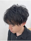 20代30代メンズスパイラルパーマワイルドオシャレ感アッシュ