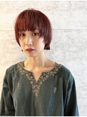 ピンクベージュ×ボブ×顔まわりカット