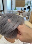 シルバーホワイトベージュダブルカラー白髪ぼかしハイライト