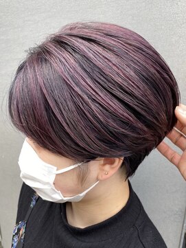 アース 鶴見店(HAIR&MAKE EARTH) ハンサムショート×パープルメッシュ