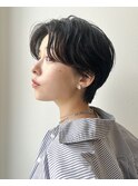 ハンサムショートニュアンスパーマブルーグレージュ水素