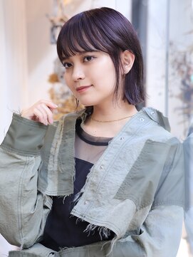 エムスラッシュフィール 東戸塚(M.SLASH FIEL) パープルブラック/耳かけ/ぱっつんボブ/大人かわいい/FIEL東戸塚