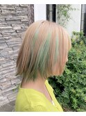 ウルフ#レイヤーカット#ブリーチ#インナーカラー#グリーン#豊橋