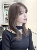 ミディアムレイヤー  顔まわりカット  ブリーチなし 髪質改善