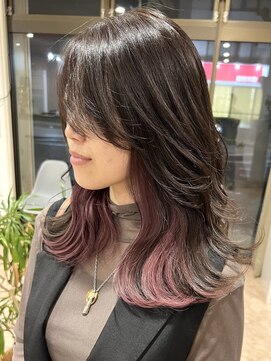 オーダイム(ou' dime) レイヤーカットピンクインナーカラーブリーチケアブリーチ