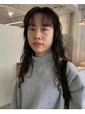 似合わせカット透け感セミウェットウェーブロングヘア