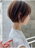 前髪小顔ニュアンスカラー大人ショートボブヘア20代30代40代