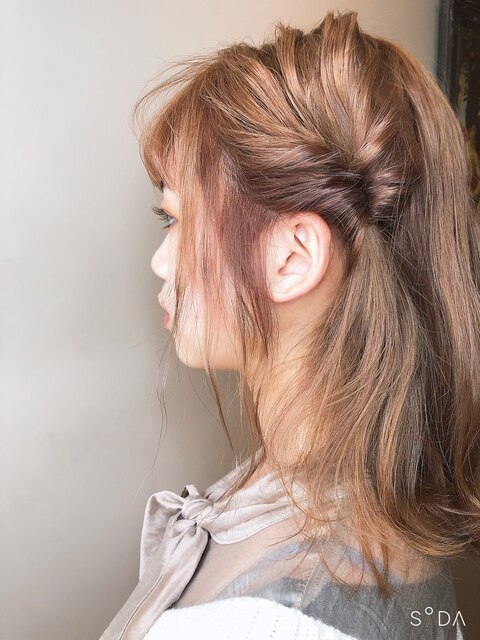 【ブリーチオンカラー】【くるりんぱ】【ヘアアレンジ】