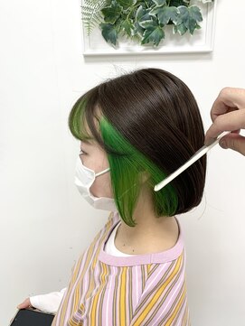 ヘアバイプルーヴ(Hair by PROVE) 緑のインナーカラー