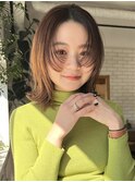 大人可愛い20代30代40代小顔くびれ外ハネミディアム×透明感暗髪