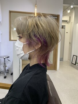 ルーラリー北九州ウルフカットウルフレイヤーインナーカラー