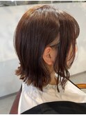イヤリングカラー/切りっぱなしボブ/外ハネボブ