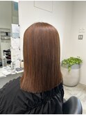 切りっぱなしボブ/エアリーロング/美髪/ピンクブラウン/ショート