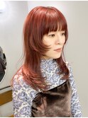 ピンクブラウン:ウルフスタイル/レイヤースタイル/yamamoto