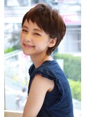 大人可愛い20代30代40代黒髪前下がりショートボブ丸みショート◎