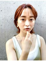 ノラ シブヤ(NORA)&nbsp;オレンジカラー　ウルフカット　ウルフヘア