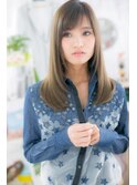 シアーグレージュが大人かわいい艶カラーセミディc1