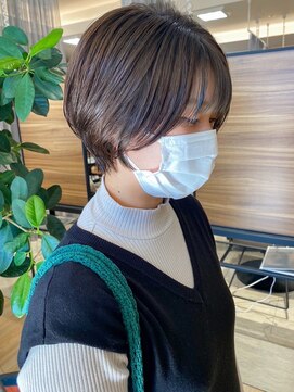 バランス ヘアーアンドアイラッシュ 野田店(balance.) ショートボブ×オリーブベージュ