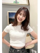 ビュートリアム 梅田(BEAUTRIUM)&nbsp;レッドブラウン/外ハネ/シースルーバング/レイヤー/ミディアム