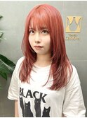 フレンチカジュアルニュアンスカラー前髪レイヤーロング