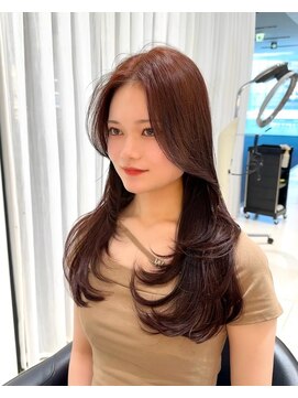 ワン バイ ジエクト(One by The Ect) レイヤーロング似合わせカットカシスレッドブラウン