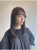 アイスグレージュ/ブリーチなしカラー/顔周りレイヤー/横浜