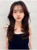 韓国レイヤー/ワインレッド/マロンベージュ/イメチェン/吉祥寺