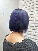 ラベンダーブルー/ネイビーカラー/寒色系カラー/ボブスタイル