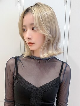 ヘアアンドスパ モーブ 世田谷(hair&SPA Mauve) 極細ハイライト×ブリーチの透明感ミディアムボブ