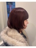 韓国ハッシュカット×ワインレッドカラー