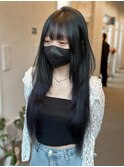 ロングレイヤーカット顔周りシールエクステ秋ヘーゼルグレージュ