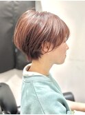 甘辛ショート×ナチュラルピンク×小顔ヘア