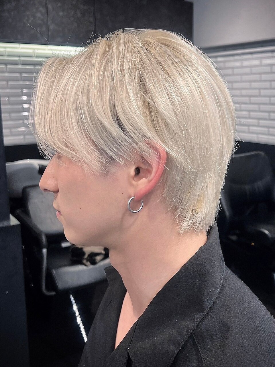 922モテ髪栗色センター分けボブウルフ束間ホワイトブロンドヘア