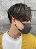 メンズマッシュセンターパートニュアンスパーマハイライト